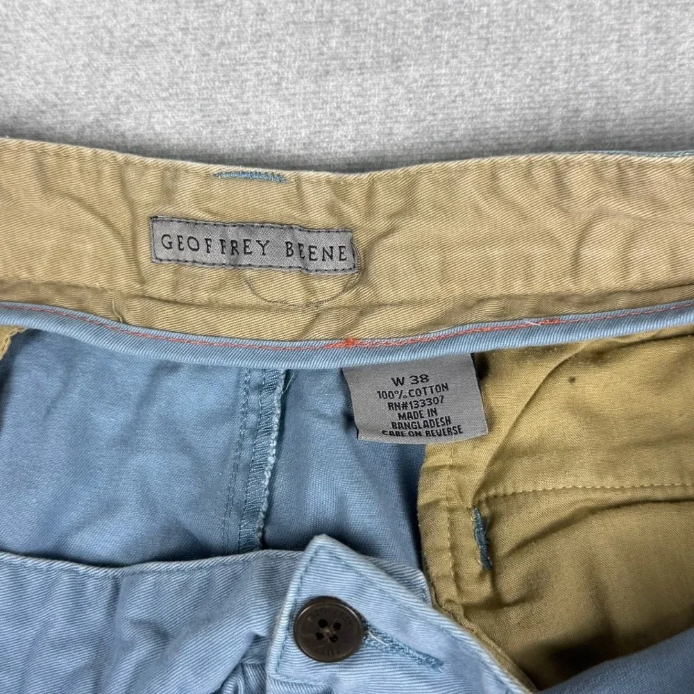 Geoffrey Beene Chino Classic Fit Mid Rise Twill Shorts Mens 38 Blue Cotton